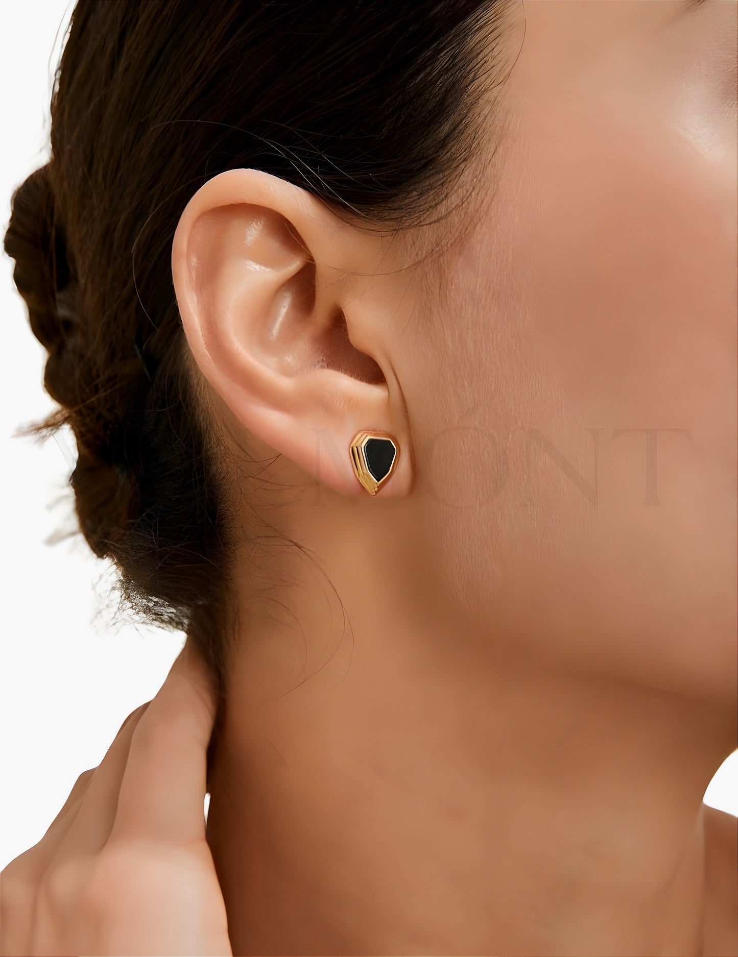 Boucles d'Oreilles Hexagone Doré