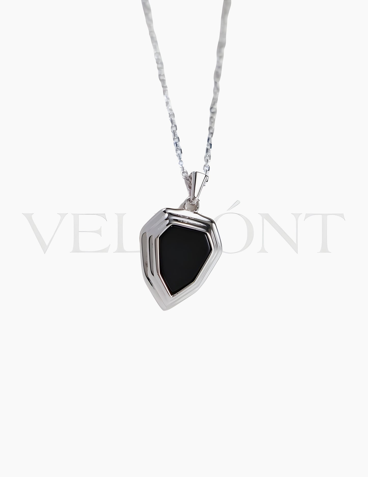 Pendentif Hexagone Noir Argenté