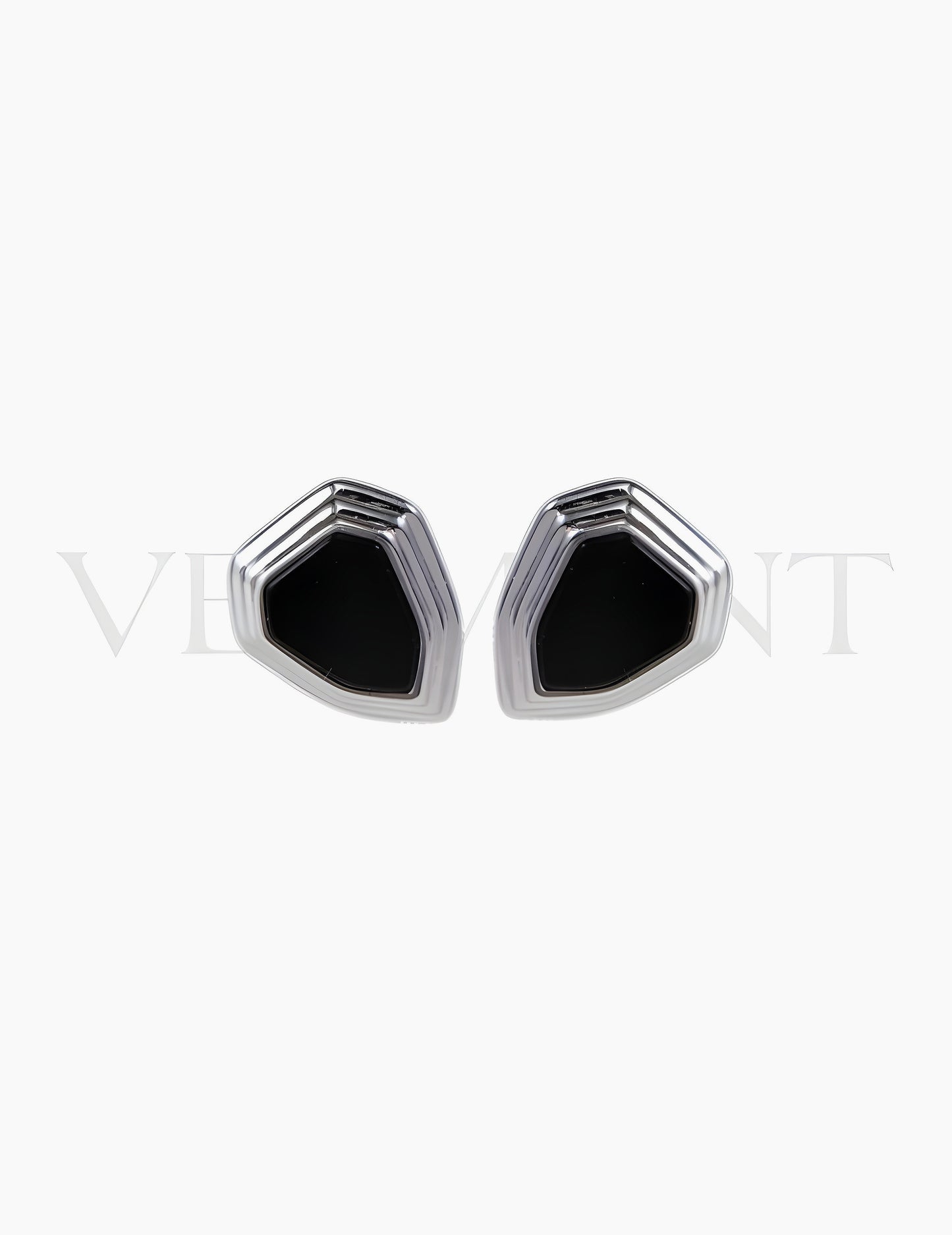 Boucles d'Oreilles Hexagone Noir