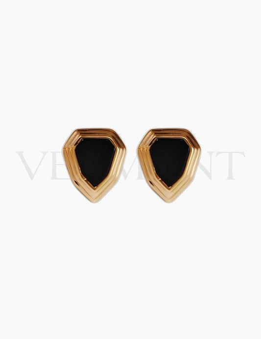 Boucles d'Oreilles Hexagone Doré