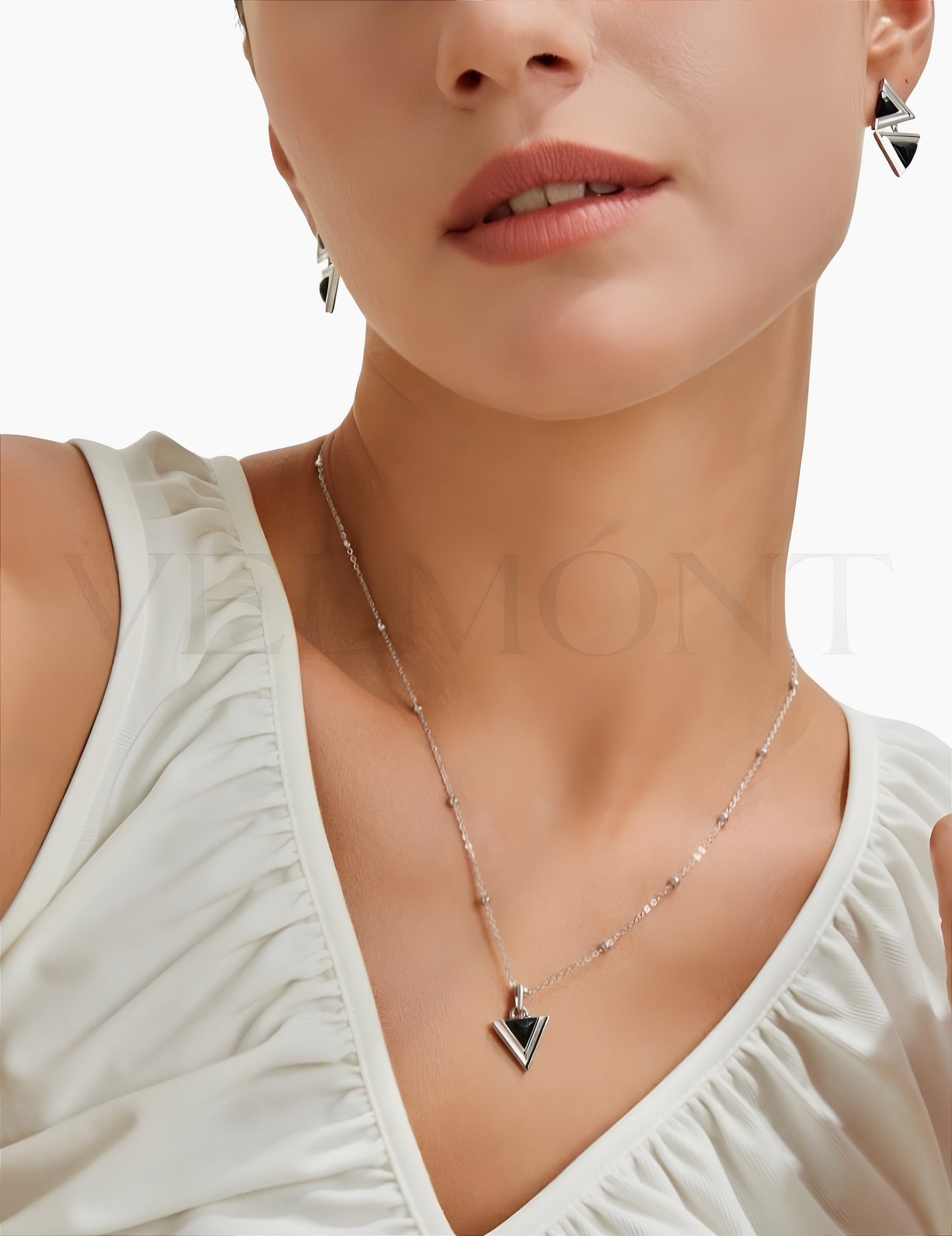 Pendentif Triangulaire Agate Argent