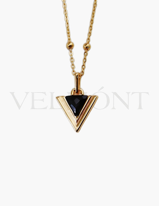 Pendentif Triangulaire Agate Doré
