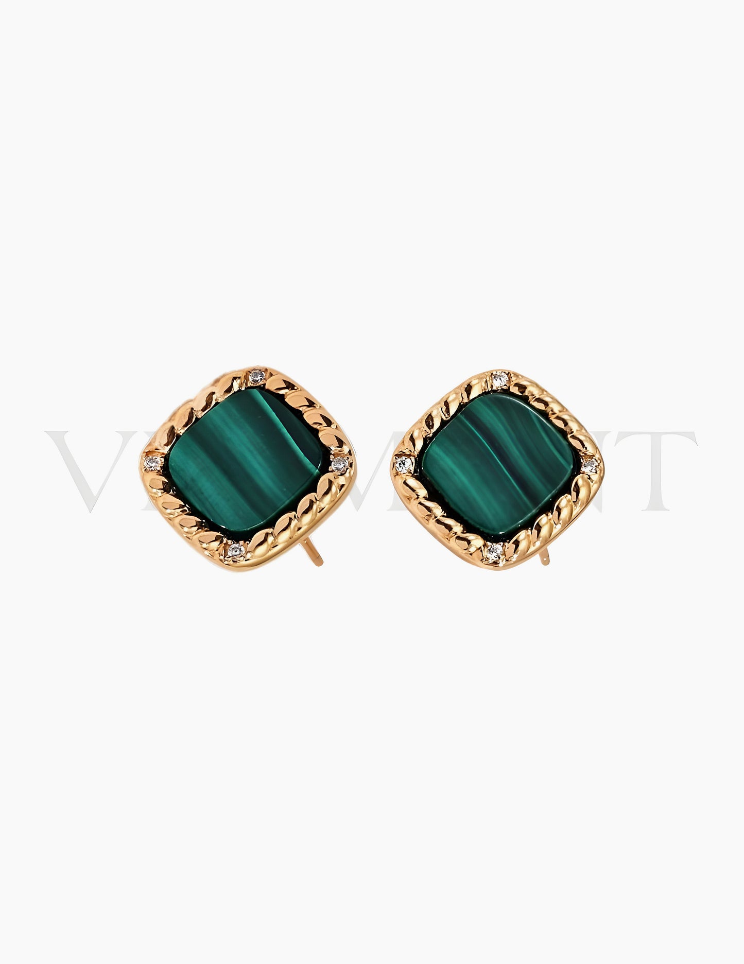 Boucles d’Oreilles Éclat de Malachite Doré