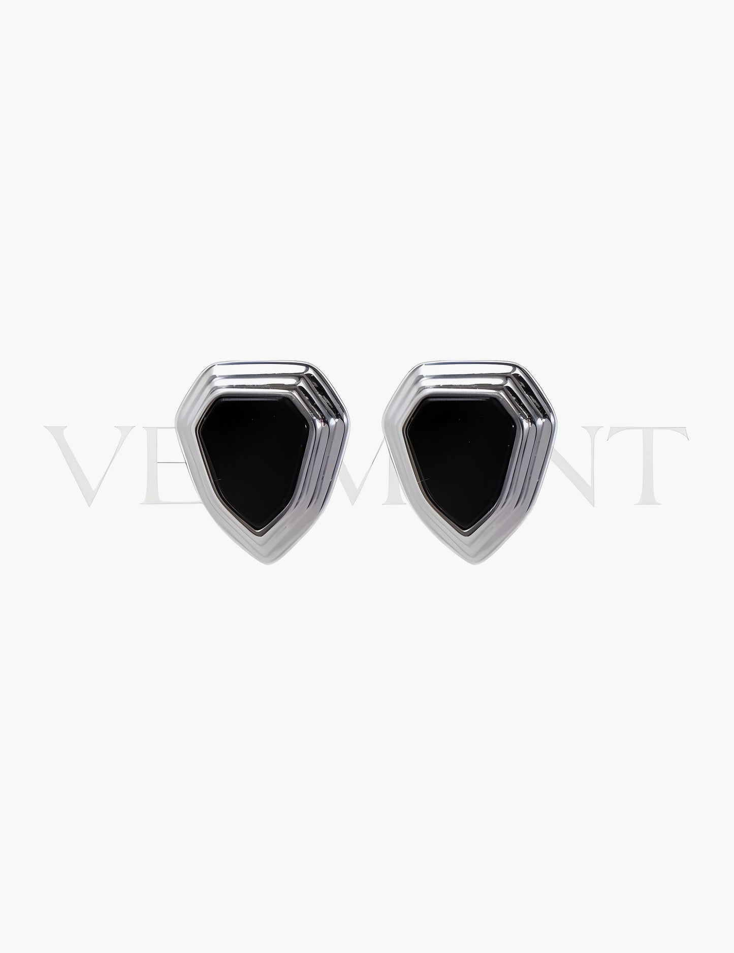 Boucles d'Oreilles Hexagone Noir