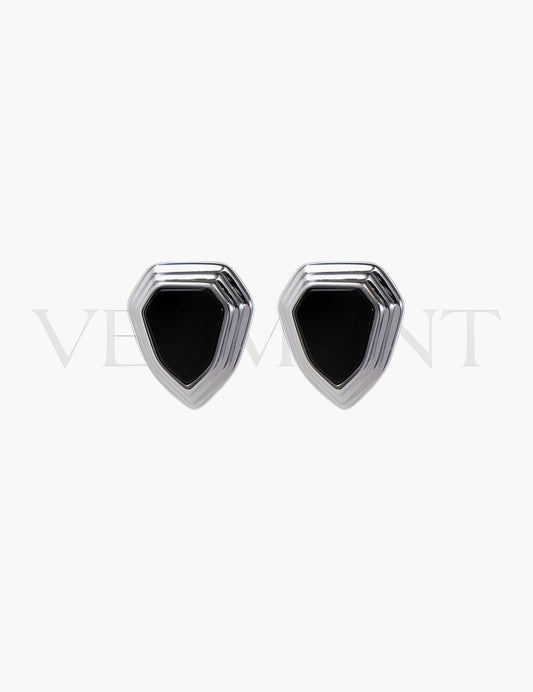 Boucles d'Oreilles Hexagone Noir