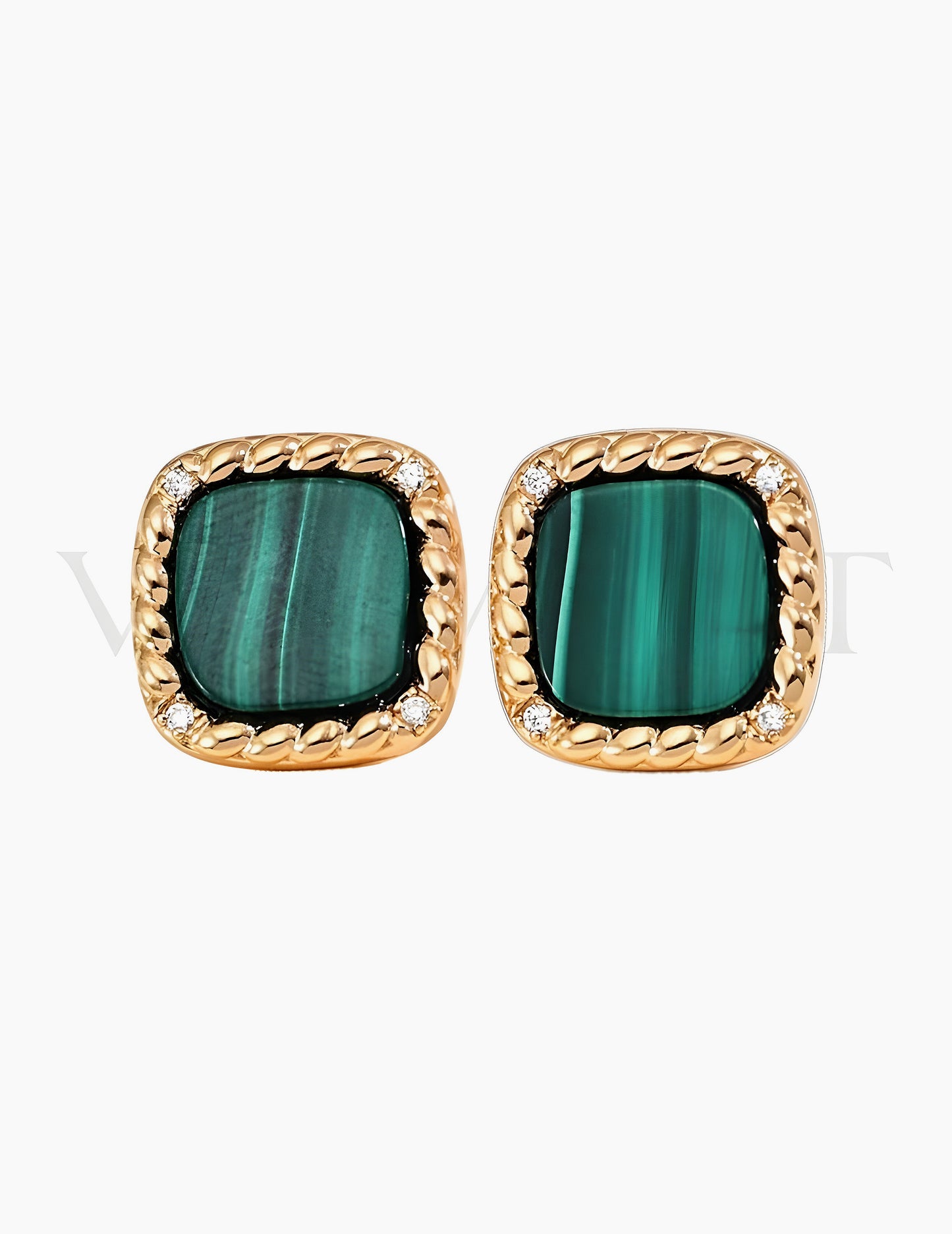 Boucles d’Oreilles Éclat de Malachite Doré